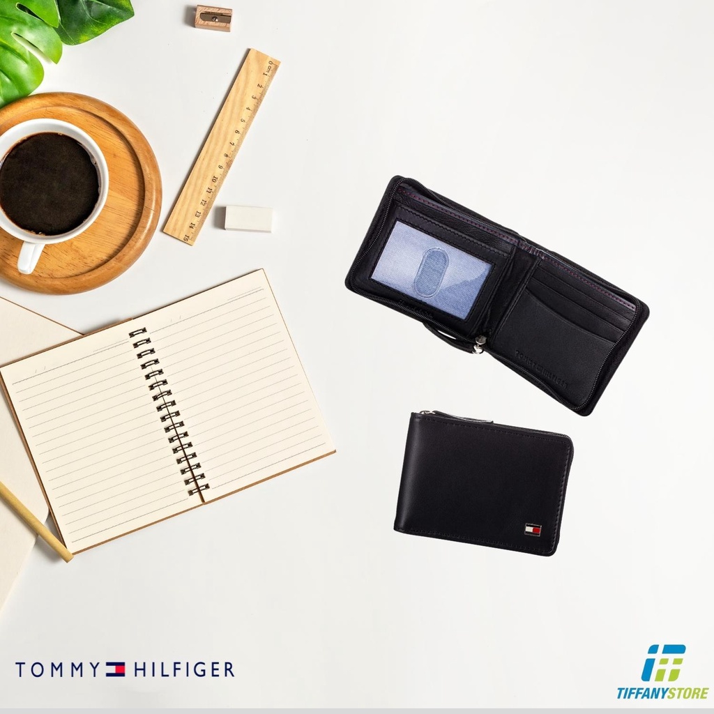 Ví nam Tommy Hilfiger Mens Oxford Ziparound Wallet, Black - 31TL13X032