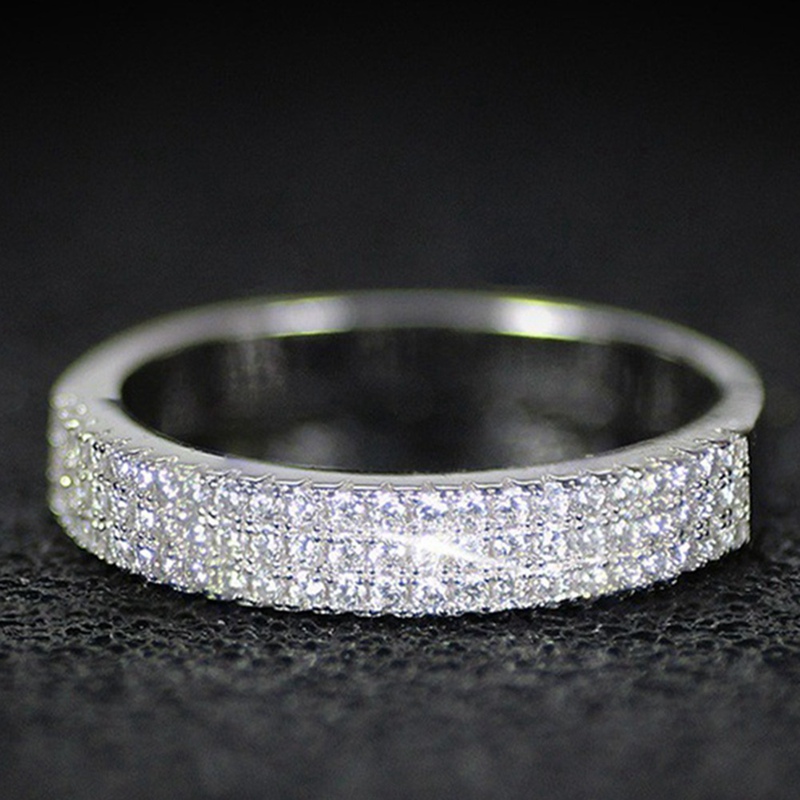 White Sapphire Diamond Pave Ring Anniversary Gift Engagement Bridal Wedding Rings