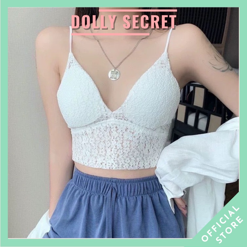 Áo Bra ren nữ có đệm ngực sexy lưng chun co dãn cao cấp 2 màu đen trắng DOLLY SECRET A18