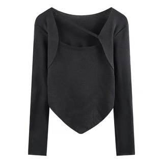 Áo croptop dệt kim vạt chéo mix dây chéo cổ bigsize 55-75kg