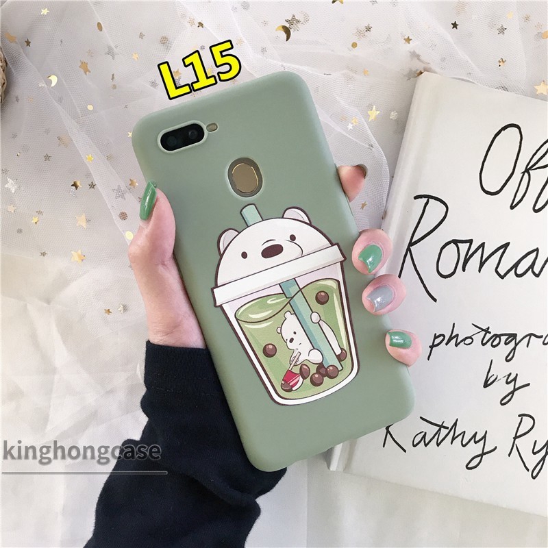 Ốp điện thoại gấu We Bare Bears và trà sữa cho OPPO Reno 4 F9 A5 2020 A3S A31 2020 A5S A53 2020 A9 A33 2020 A1K A91 A92 Reno 2F A12 F7 F5 Reno 3 A12E A7 A52 A11K A11 A12S F5 Yoouth F9 PRO A32 A53S Reno 2Z A72 C1 C2