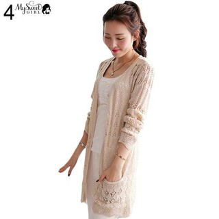 Áo khoác đan len nữ dáng dài