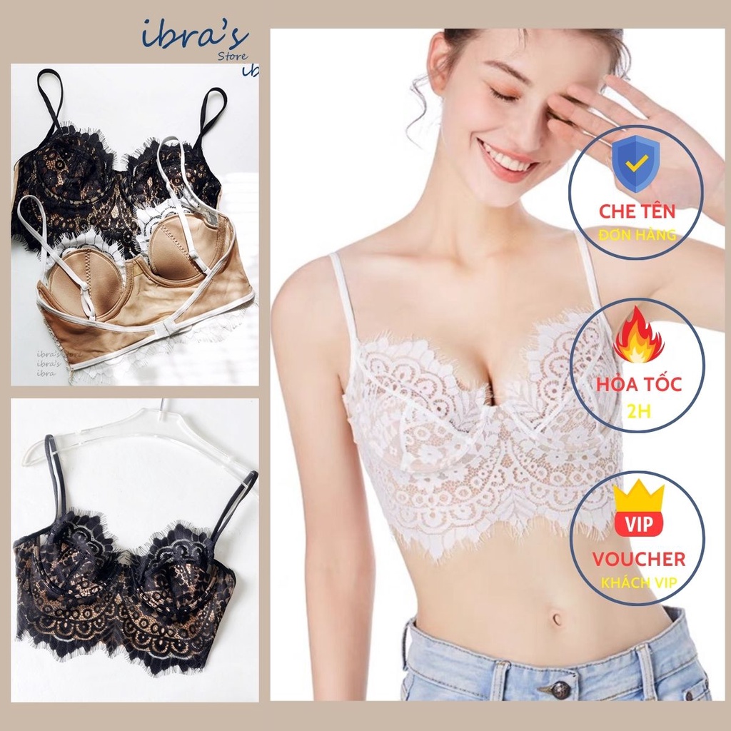 Áo Bra Ren iBra's Store Sexy Bralette có Mút Gọng Nâng Ngực xuyên thấu Áo lót nữ Gợi Cảm mặc trong Vest | A011 | BigBuy360 - bigbuy360.vn