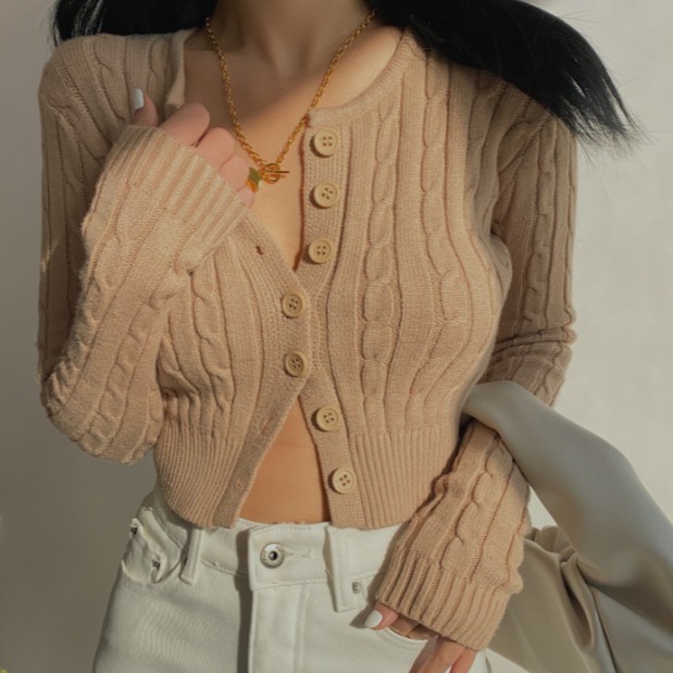 Áo Cardigan Dệt Kim Tay Dài Dáng Ngắn Phong Cách Phương Tây | BigBuy360 - bigbuy360.vn