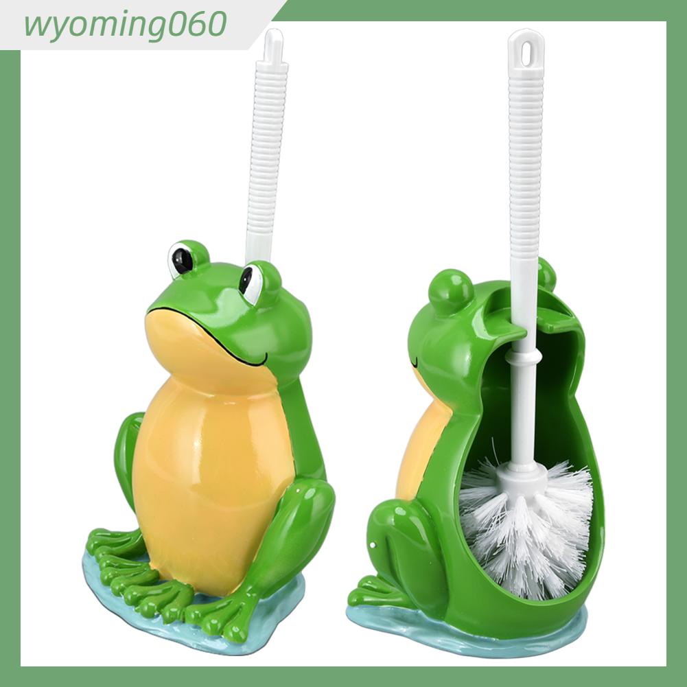 Wyoming060 Bàn chải vệ sinh hình con ếch phòng tắm sáng tạo với giá đỡ Bộ bàn nhà đứng