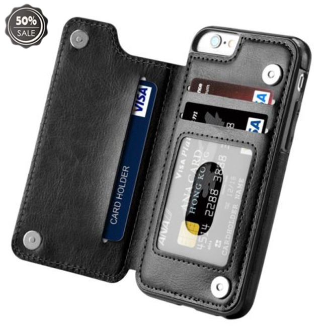 Bao da điện thoại nam châm kiêm ví đựng thẻ đa thẻ chống sốc cho iPhone X | BigBuy360 - bigbuy360.vn