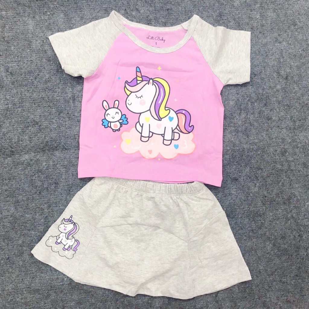 Bộ Váy Thun Ngựa Pony Bé Gái, Size 2-10, Hàng Made In Vn, Chất Cotton Chính Phẩm Rất Đẹp