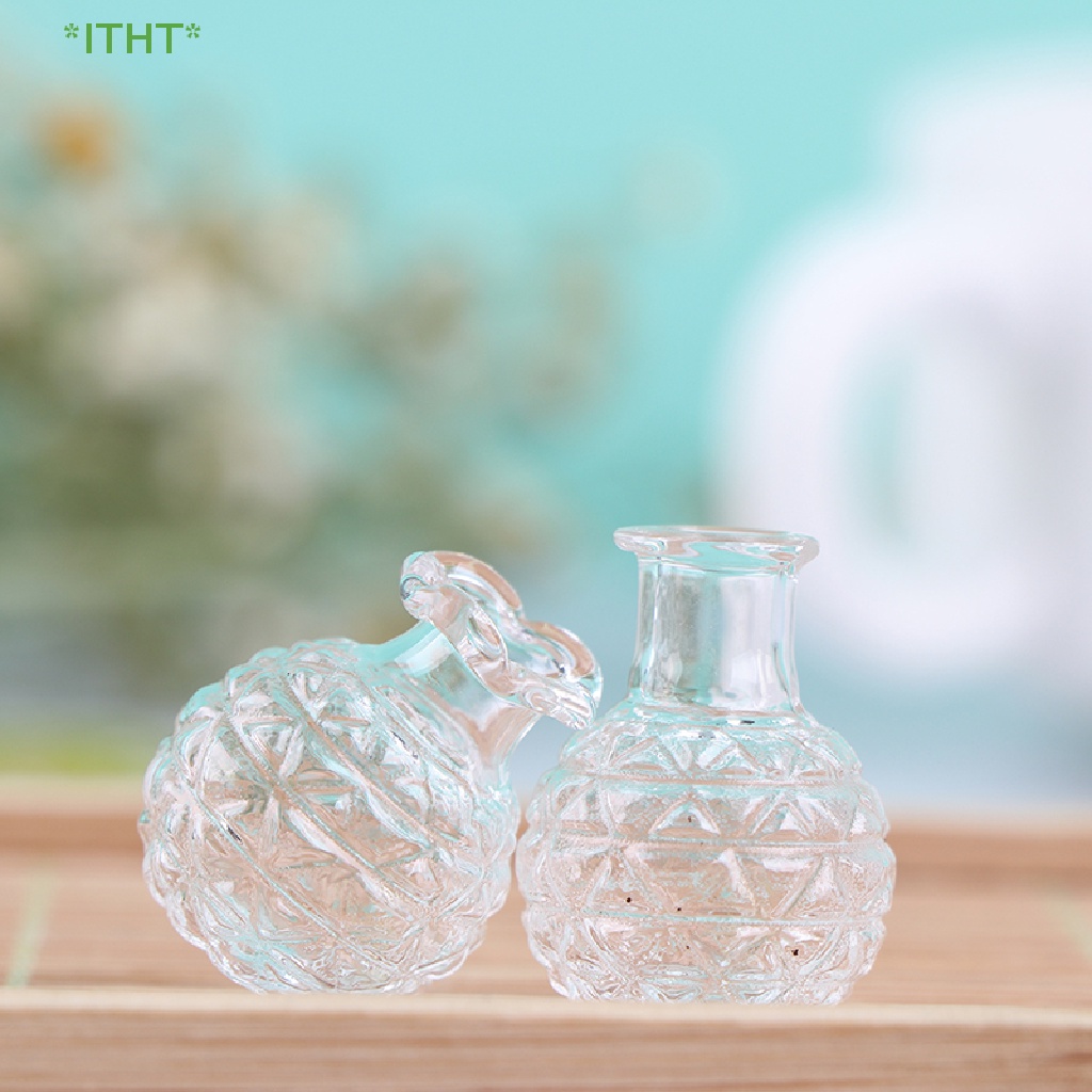 Set 2 Bình Hoa Thủy Tinh Mini Tỉ Lệ 1: 12 Dùng Để Trang Trí Nhà Búp Bê Mới