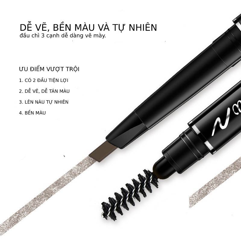 Chì kẻ mày 02 đầu Double Effect  Bút kẻ lông mày không thấm nước ILY