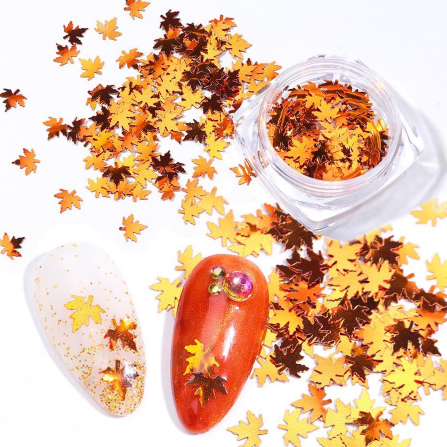 Phụ Kiên Lá Phong ( Set 12 Hũ Trang Trí Móng)