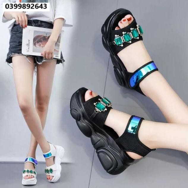 Giầy sandal nữ đính đá cực xinh cao 8cm đế đúc nhẹ và êm hàng nhập Hong Kong cao cấp ( hàng ORDER)