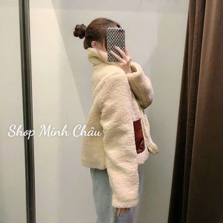(Sẵn )Áo khoác lông pha da Zr cắt túi da thành áo không túi, sale 280k lỗi da