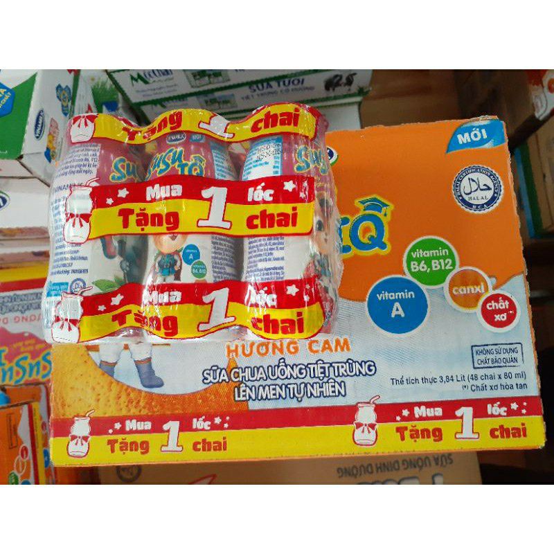 Thung Sữa Chua Uống SuSu Lo Hương Dâu-Cam  80ml x48 lọ