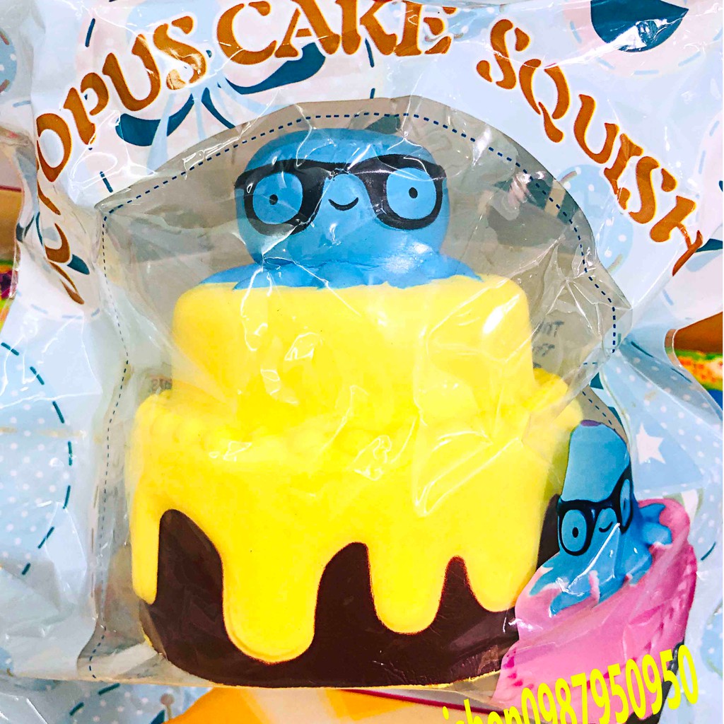 Đồ chơ squishy bánh bạc tuộc đeo kính kèm bao bì cực to
