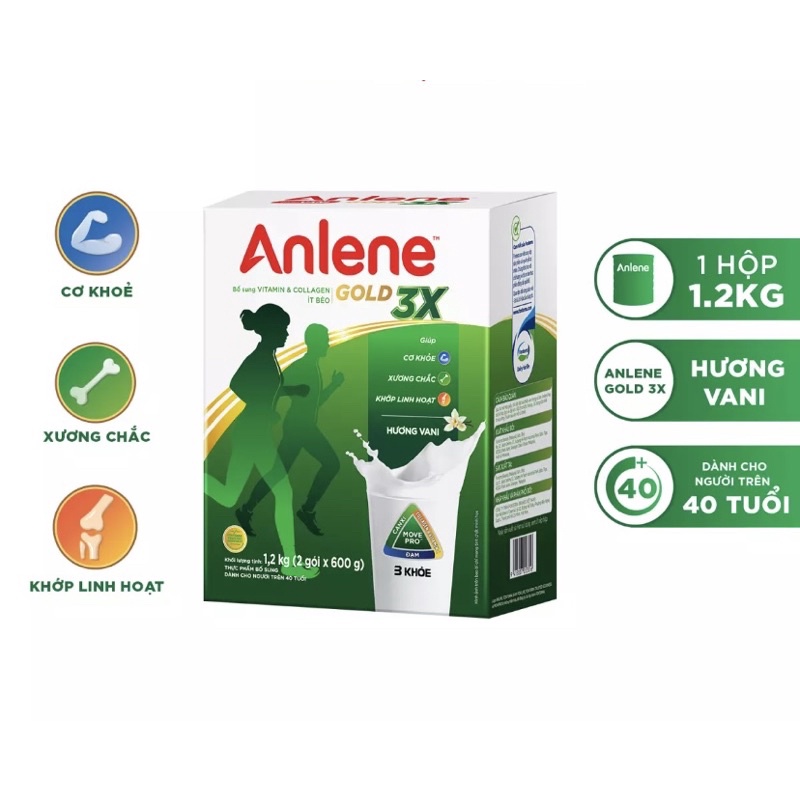 Sữa bộtAnlene Gold Movepro hương Vanilla hộp 1.2kg (trên 40 tuổi)