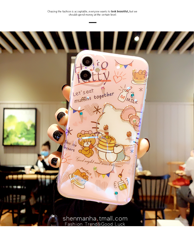 Ốp Điện Thoại Hình Mèo Kitty Đáng Yêu Cho Iphone 7 / 8 Plus 11pro 12 Xr Xsmax