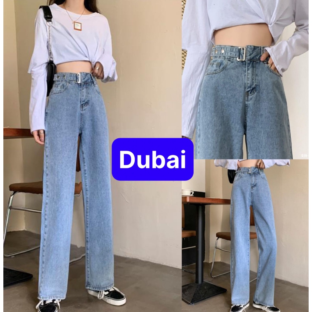 QUẦN BAGGY JEAN NỮ XANH CHẤT BÒ EO KIỂU ỐNG RỘNG SUÔNG DÀI LƯNG CAO NÂNG MÔNG NHẬT BẢN DB-129,DUBAI FASHION