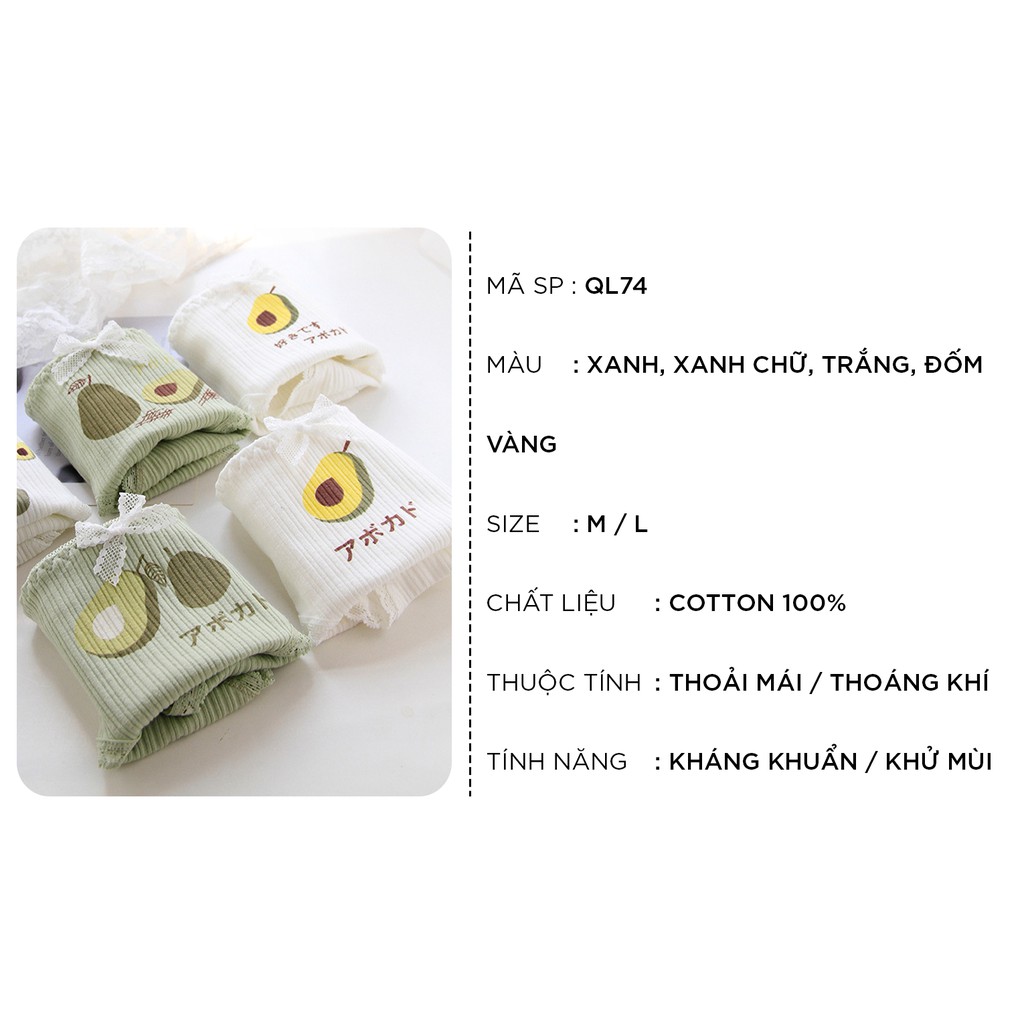 Quần lót quả bơ cotton nữ cao cấp dễ thương đáng yêu thoải mái LAVENUSA QL74