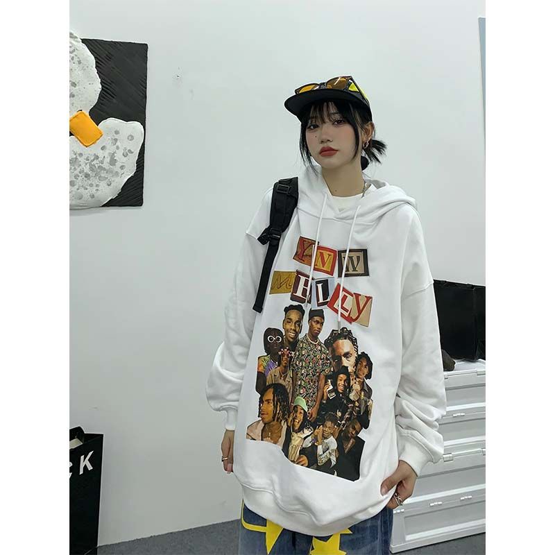 Áo Khoác Hoodie Tay Dài Dáng Rộng Có Đệm Lông Cừu Dày Phong Cách Hip Hop Thời Trang Mùa Thu Cho Nam Và Nữ 2021