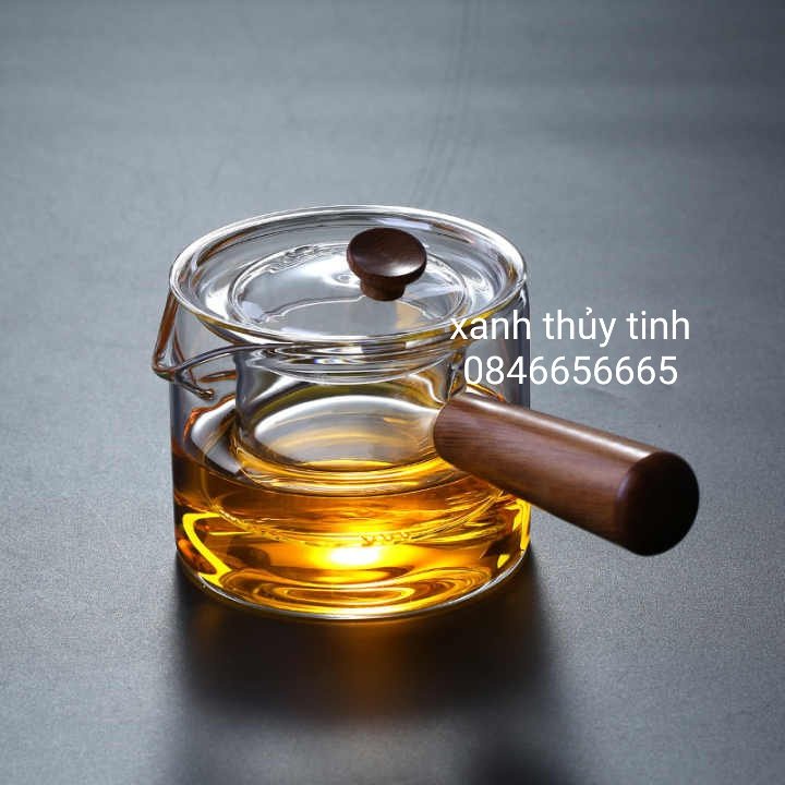 Ấm thuỷ tinh cán gỗ 400ml