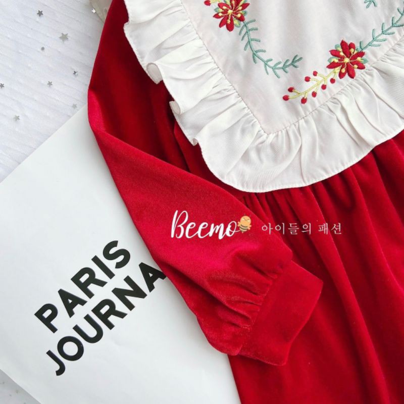 Váy nhung đỏ giáng sinh bé gái Beemo