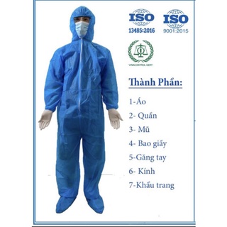 Bộ quần áo bảo hộ y tế, kính chống giọt bắn bảo hộ chống dịch, bộ đồ phòng dịch đi máy bay có kiểm định