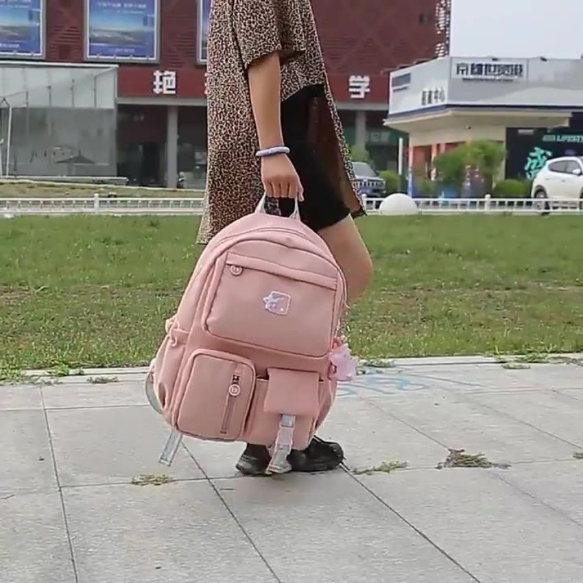 Cặp balo học sinh nữ đi học cấp 1,2 size 39cm chất liệu vải dù cao cấp chống thấm nước,chống xước có nhiều ngăn BLHS10