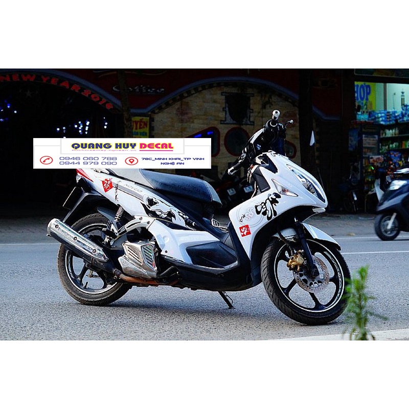 Tem trùm Nouvo LX trắng đen samurai - Độ dán team trùm decal xe máy Nouvo LX trắng đen samurai - Team trùm decal xe máy