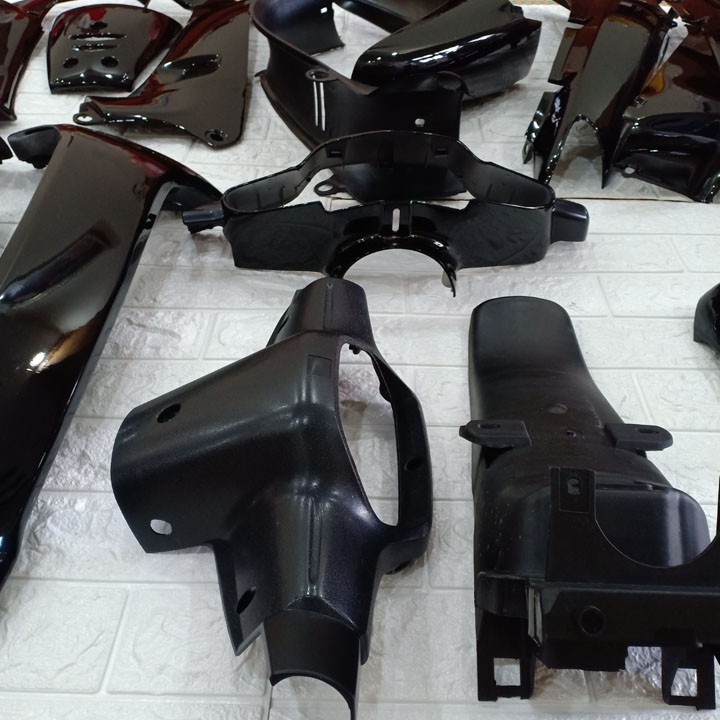 Dàn áo xe Wave Alpha, 110, ZX đời 2002 đến 2006 dòng pha 2 bóng, nhựa ABS nguyên sinh màu ĐEN, tặng kèm  tem xe - A535