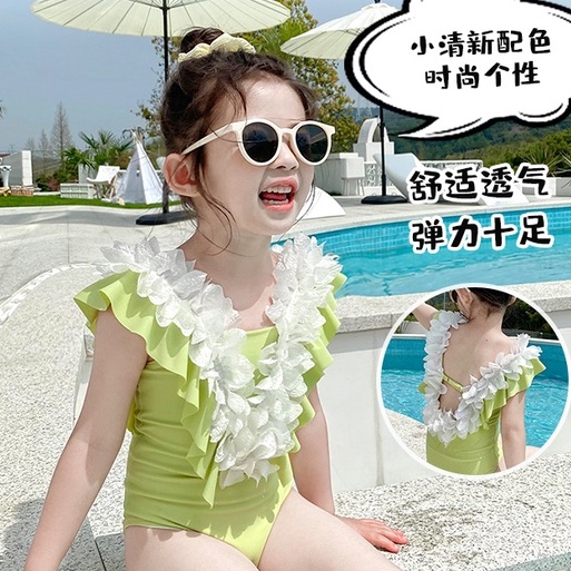 Bộ Đồ Bơi Công Chúa Phối Ren Nhanh Khô Thời Trang Mùa Hè Cho Bé Gái