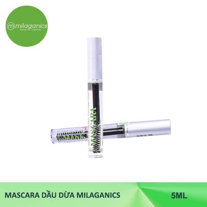 Combo mascara dầu dừa Milaganics 5ml và son dưỡng Lip Gloss dầu dừa Milaganics 5ml -Hàng nhập khẩu