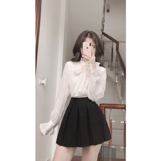 Áo sơ mi buộc nơ hàng quảng châu( ảnh thật shop chụp)