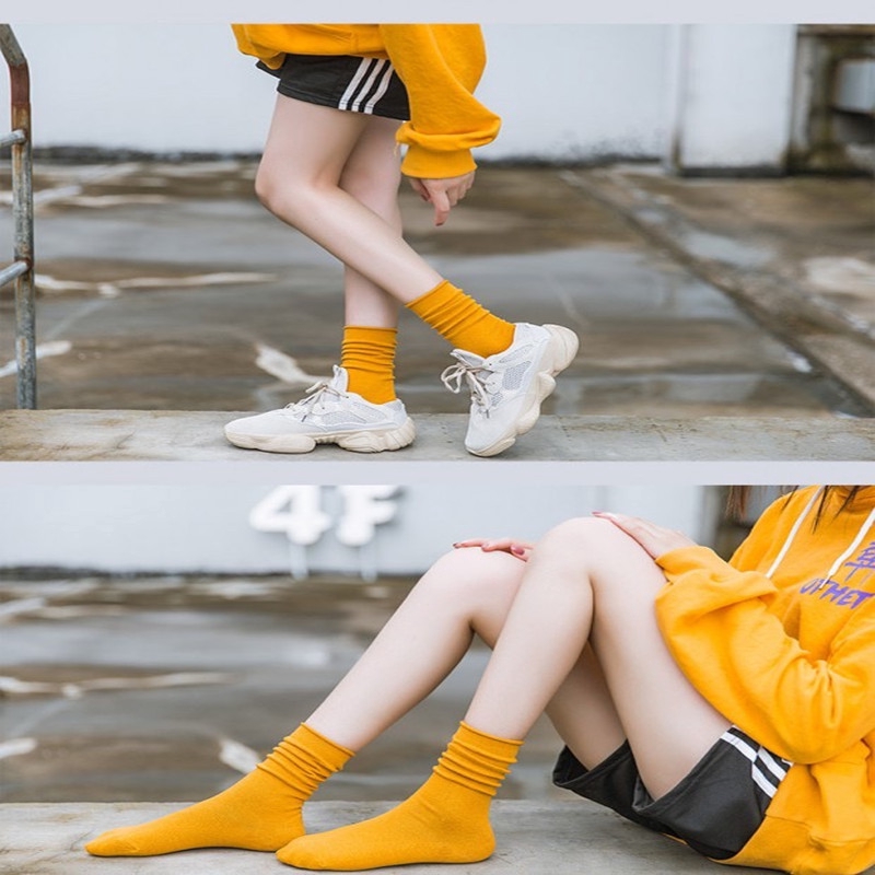 【HSU】Vớ Nhún Cổ Cao Màu Trơn Phong Cách Hàn Quốc Cổ Điển Cho Nữ