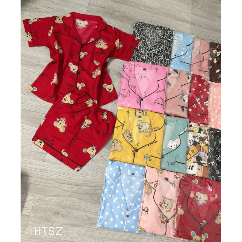 BỘ PIJAMA quần đùi xiêu xinh , cam kết bán hàng loại 1 chất vải thô lụa mềm mịn.