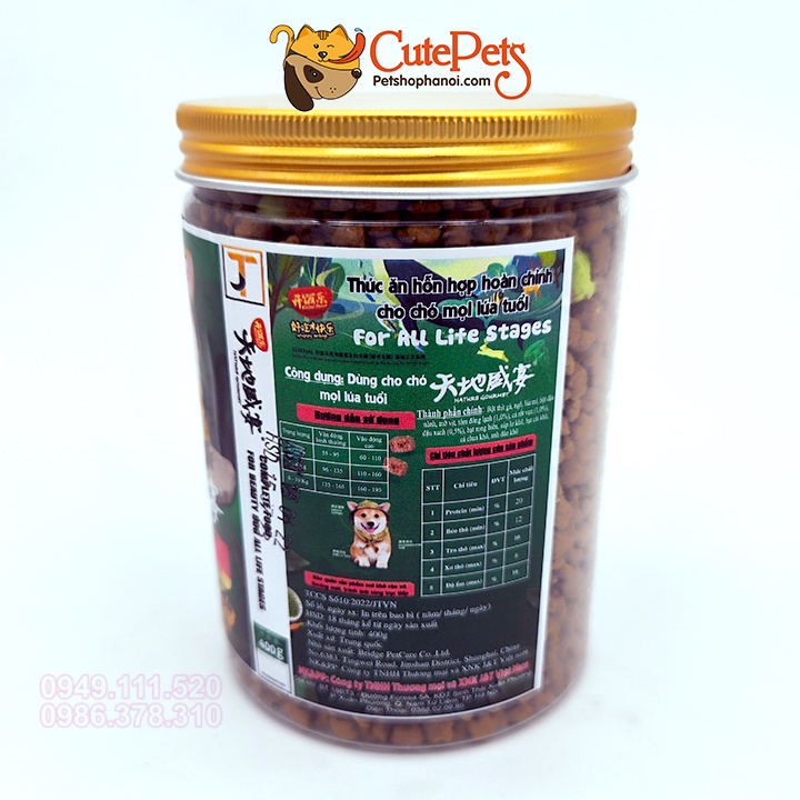 Thức ăn cho chó Nature Gourmet lọ 400g hạt Mix thịt rau củ sấy - CutePets