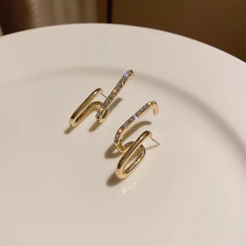 Khuyên Tai Hai Lớp Đính Kim Cương Thời Trang Hàn Quốc Chất Lượng Cao