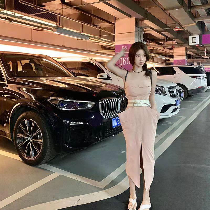 Doggyqin jue Set Đầm Ống Xẻ Tà Ôm Eo Phong Cách Retro Cho Cặp Đôi