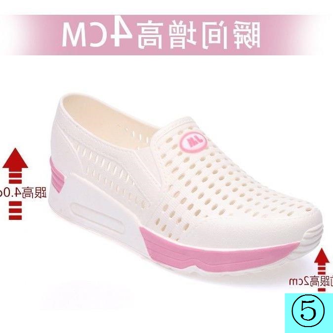 Giày Sandal Nhựa Cao Gót Đế Xuồng Dày Đục Lỗ Màu Trắng Chống Thấm Nước Cho Nữ