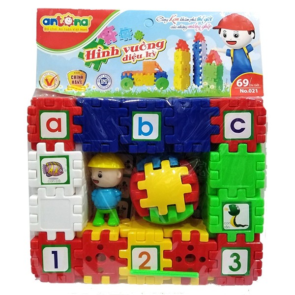 Antona Bộ đồ chơi xếp hình sáng tạo ANTONA cho bé hình vuông diệu kỳ