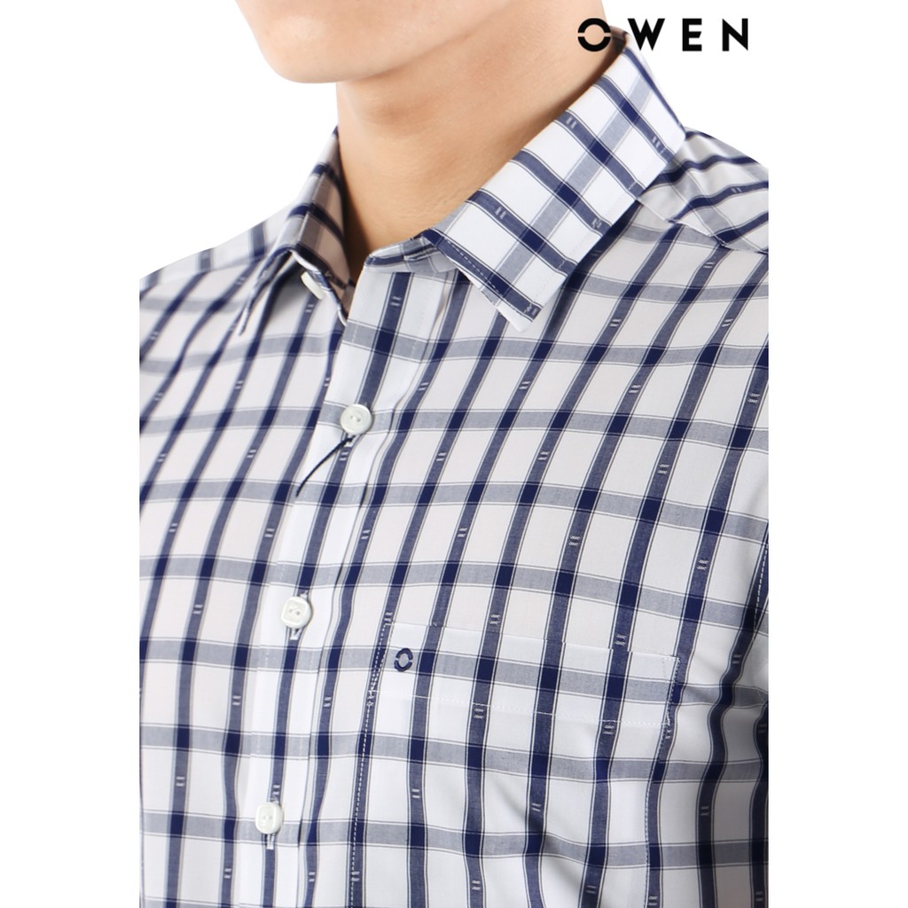 Áo sơ mi ngắn tay Owen Bamboo Bodyfit màu trắng phối caro - BA22633NT | BigBuy360 - bigbuy360.vn