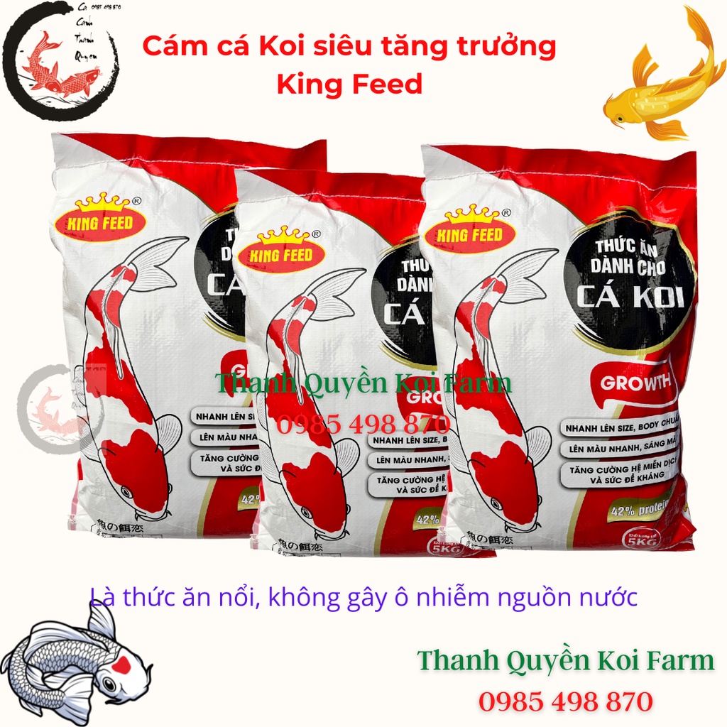 Cám cá koi thức ăn cá koi siêu tăng trưởng  KING FEED GÓI LẺ 1kg và 0,5kg Hàng chất lượng cao