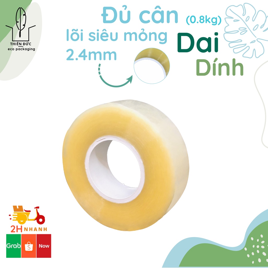 Băng Dính Băng Keo OPP LOẠI 1KG khổ 4.8cm Lõi thạch cao siêu mỏng 2.4mm Hàng Đủ Cân Siêu Dính Siêu Dai