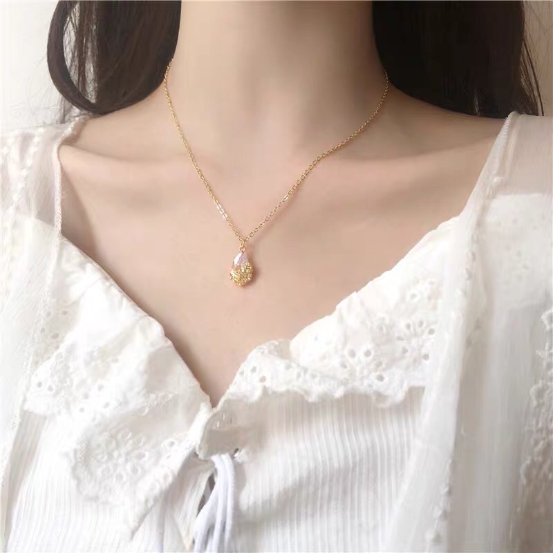 Vòng cổ nữ mặt đá tím lấp lánh sang chảnh V25