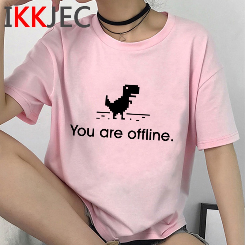 Áo thun tay ngắn in hình khủng long hoạt hình dễ thương 90S