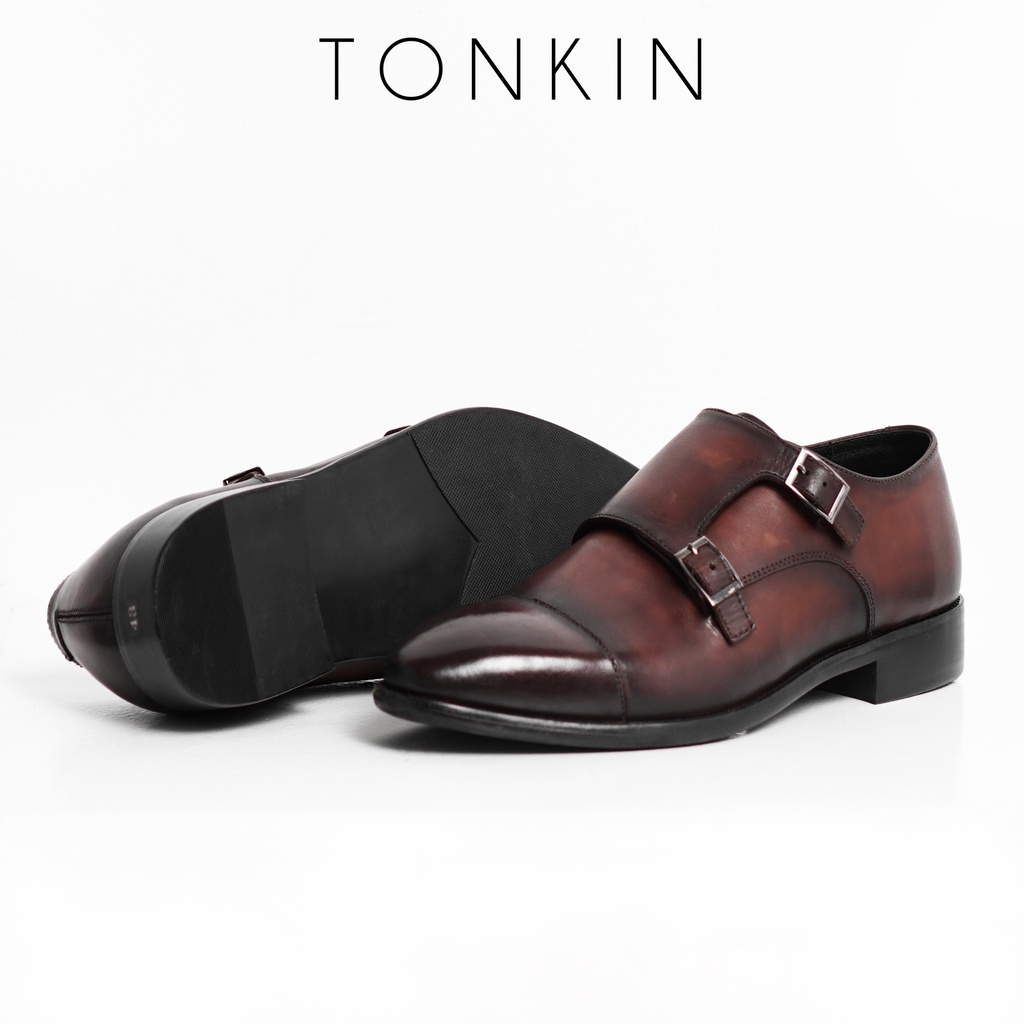 Giày Tây nam công sở Rasho Monk Strap màu nâu da thật, giày da văn phòng thanh lịch sang trọng thương hiệu TONKIN