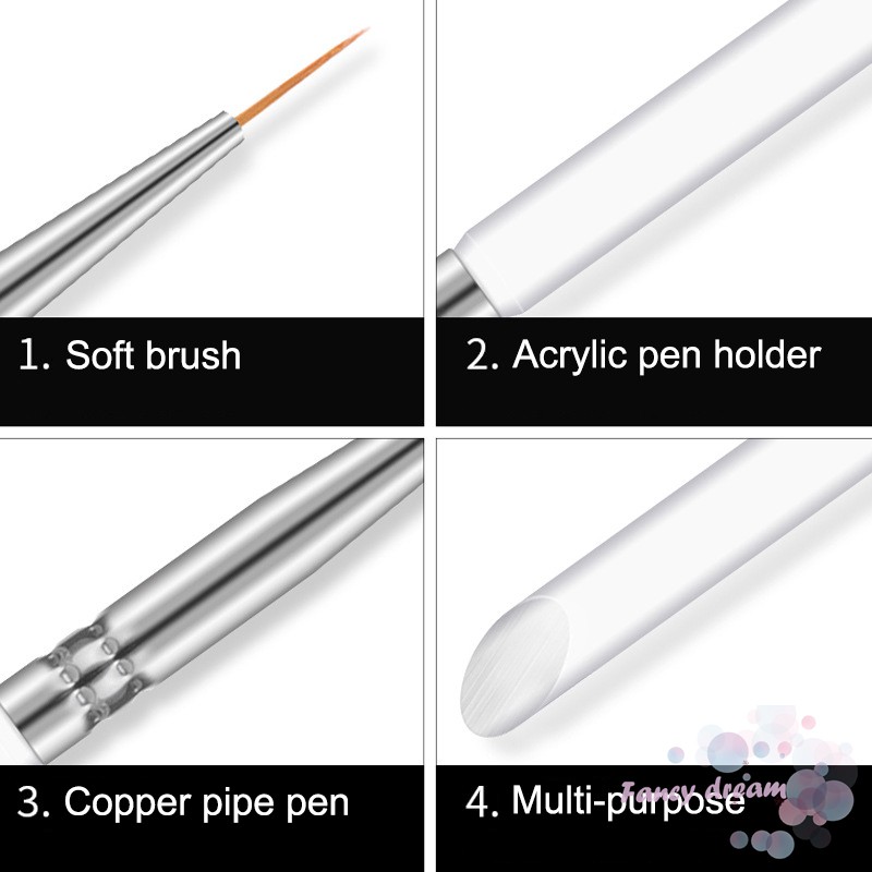 Set 3 cọ vẽ trang trí móng chuyên dụng