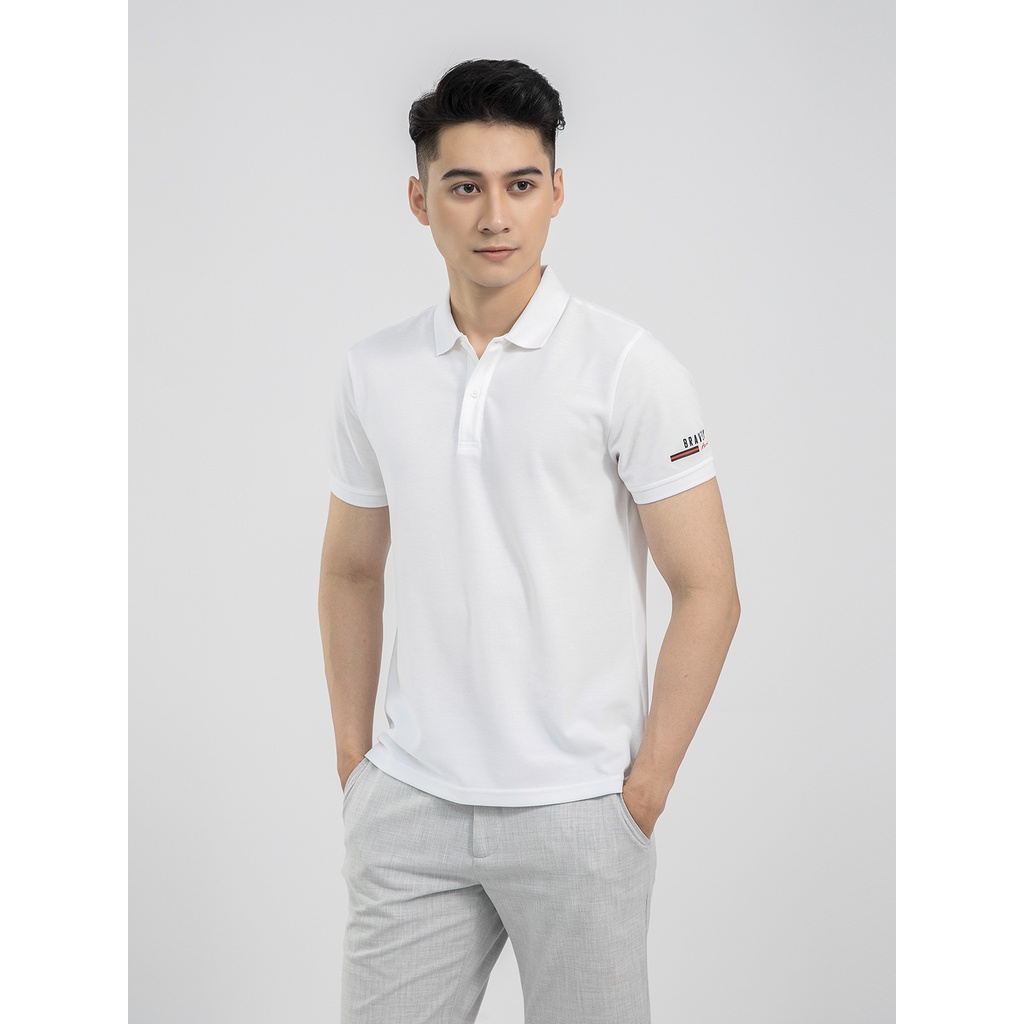 Áo polo nam ARISTINO chất liệu cotton mềm mại, cổ áo dệt rib, tay trái in họa tiết đầy tinh tế - APS026S1