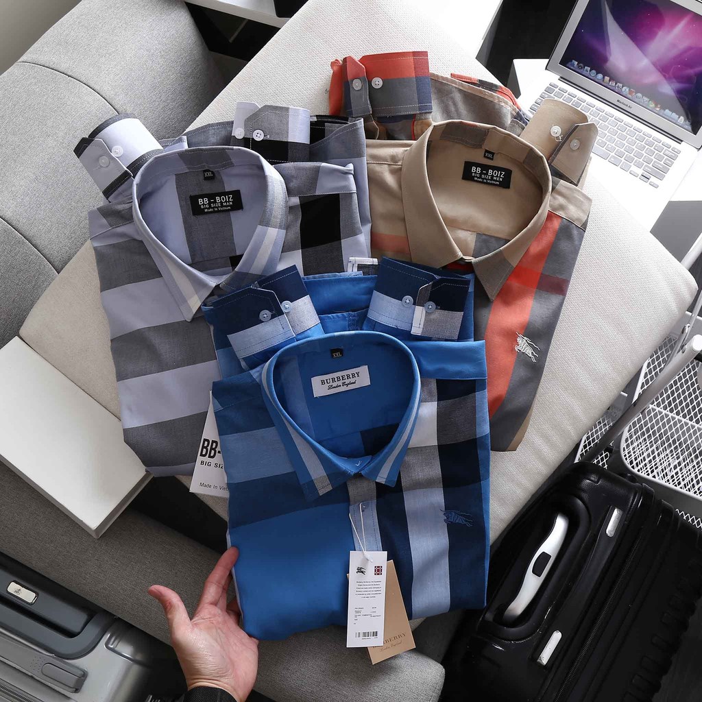 ÁO SƠ MI NAM tay dài caro BBR BIGSIZE [bigsize &lt; 130kg]