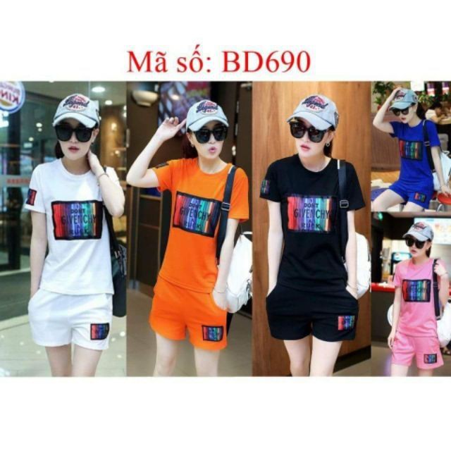 Set nguyên bộ đồ thể thao Short họa tiết Givenchi