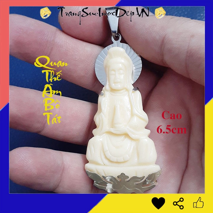 Mặt Dây chuyền Quan Thế Âm Bồ Tát  màu trắng nhiều size dễ chọn đem lại bình an may mắn cho người đeo